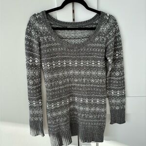 Gray Patterned Women's Sweater Dress